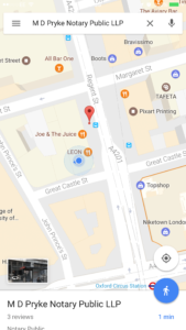 Google Maps image of London Notary Offices of M D Pryke