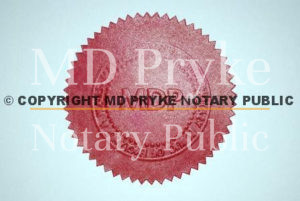 MD Pryke Notary Public seal